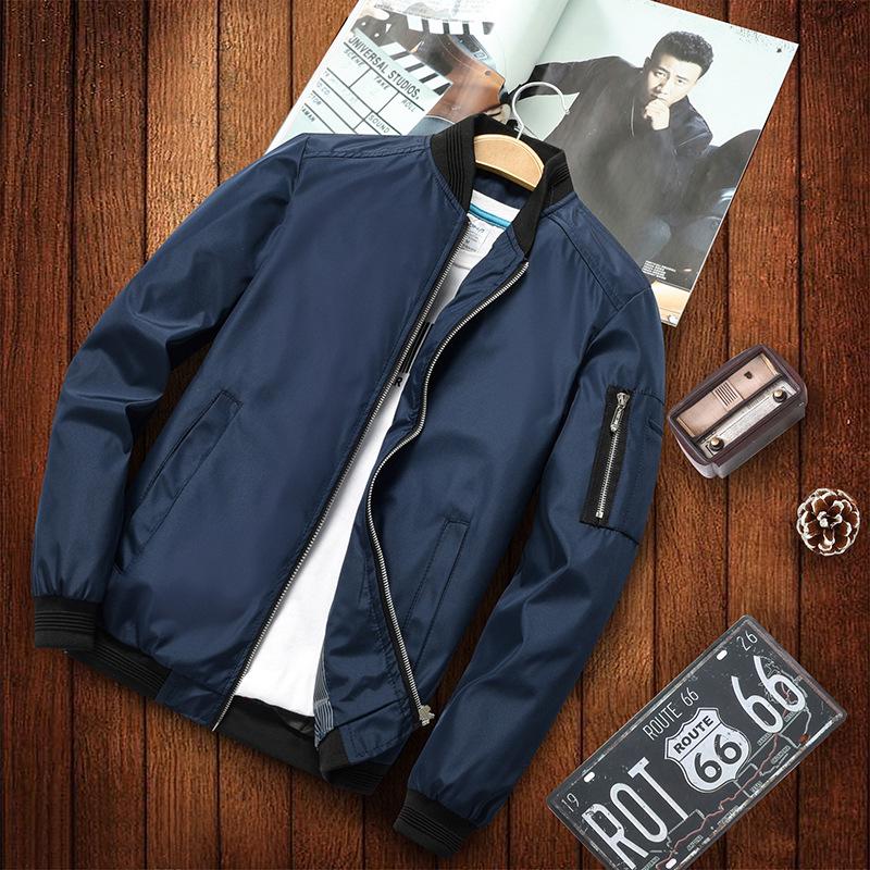 Youth Large Size Baseball Jacket Men's Casual Solid Color Jacket
