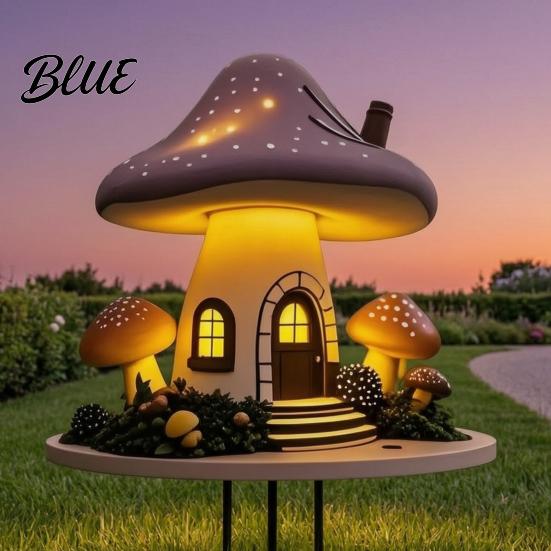 Weather Resistant Garden Art Fairy Hut Whimsical Stake Stake Mushroom Acrylic Yard Flower Bed Ornament Tale Cabin Outdoor for