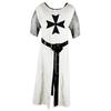 Herren Mittelalterlicher Ritter Kreuzfahrer Templer Tunika Halloween Kostüm mit Kapuze Umhang Robe Cosplay Renaissance Herrenkostüm