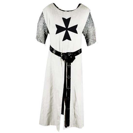Herren Mittelalterlicher Ritter Kreuzfahrer Templer Tunika Halloween Kostüm mit Kapuze Umhang Robe Cosplay Renaissance Herrenkostüm