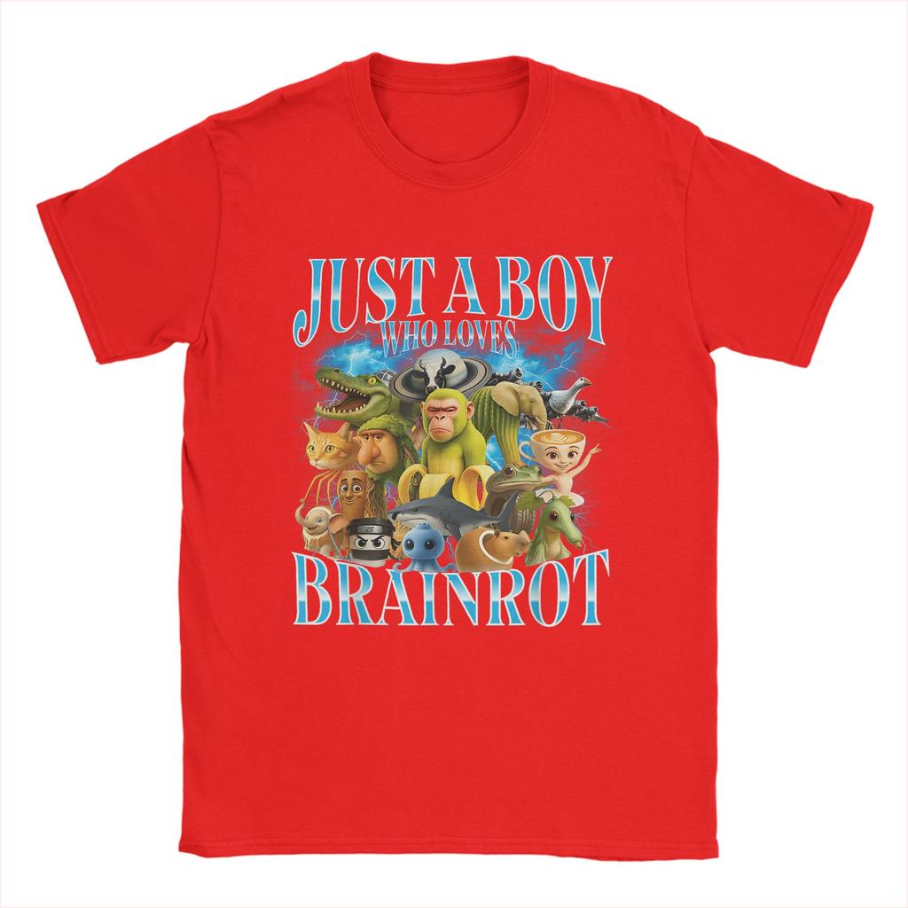 Unisex Just A Boy Who Loves Italian Brainrot T Shirt Cotton Tops Funny Short Sleeve Round Neck Tees Classic TShirts