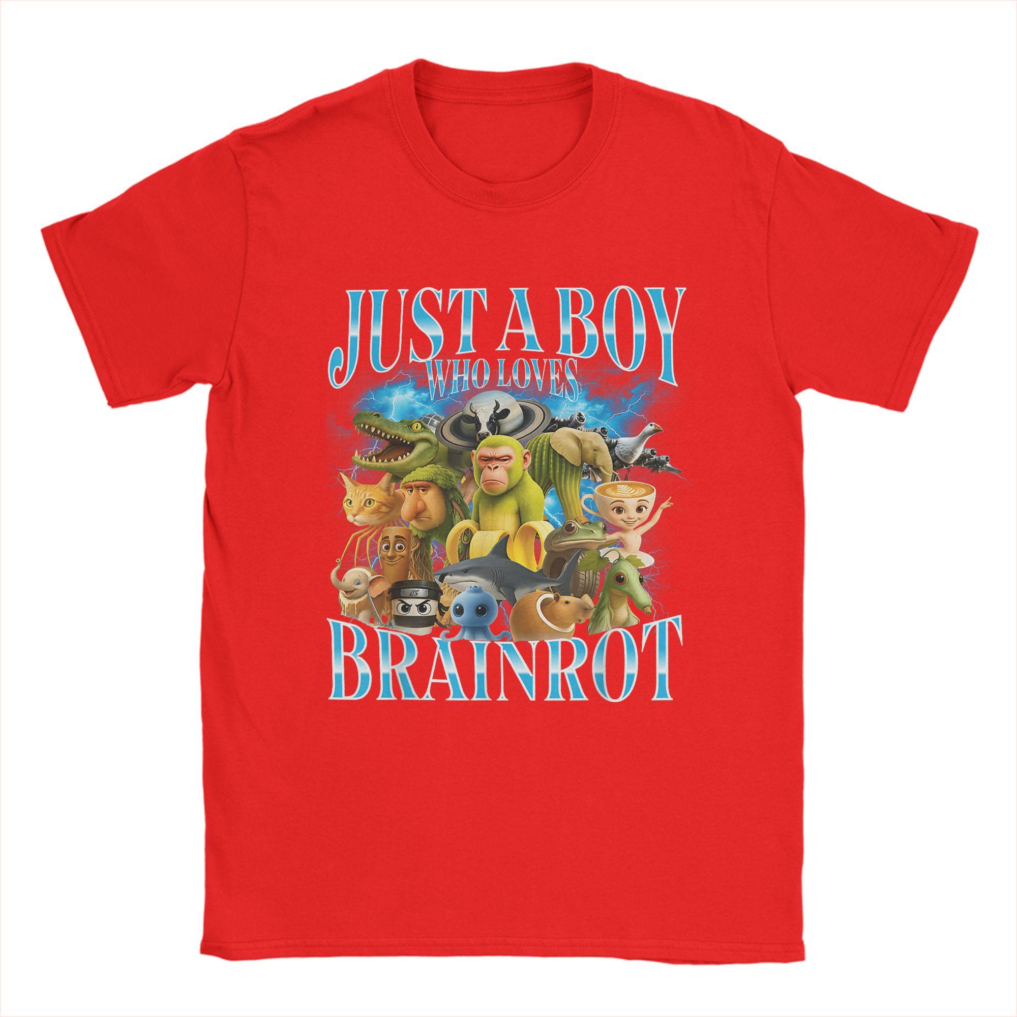 

Unisex Just A Boy Who Loves Italian Brainrot T Shirt Cotton Tops Funny Short Sleeve Round Neck Tees Classic TShirts S