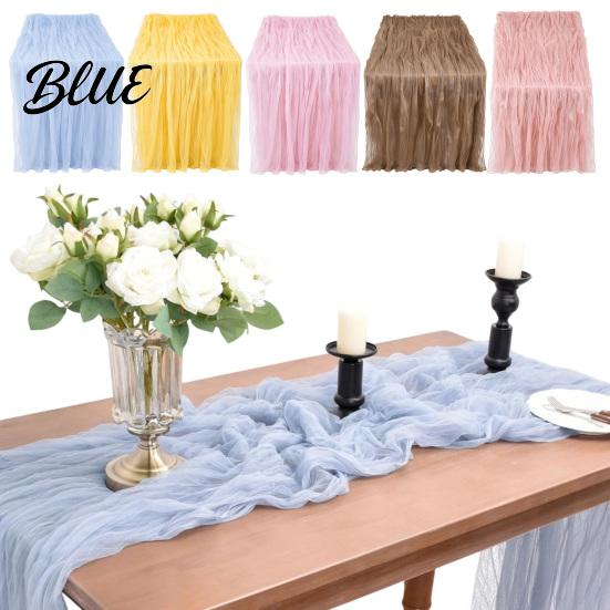 Rustic Gauze Table Runner Cheesecloth Runner 10FT Fabric Boho Wrinkled Decorative for Holiday Dinners Sheer Wedding Party Bridal Shower Long