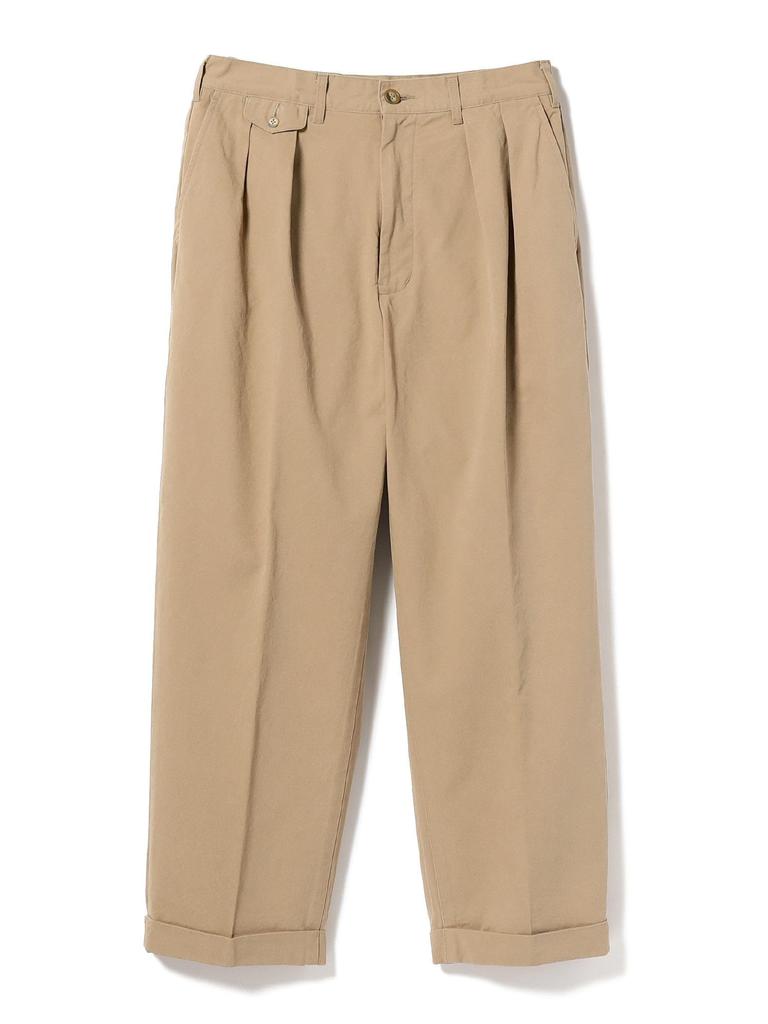 Beams Plus Men's Khaki Twill Two-Pleat Trousers, Size L, 38230130874