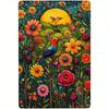 Colorful Mexican Flowers And Birds Metal Tin Signs  Murals of Beautiful Sunset Scenes Decorated In Homes Kitchens Gardens