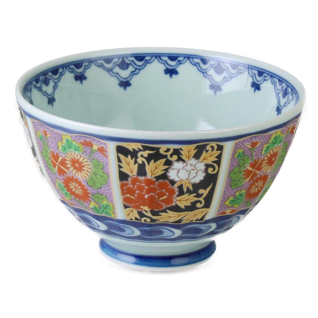 Ranchant Reisschale, Chrysantheme, Teeschale, mehrfarbig, Miyabi N834892, Arita Ware, hergestellt in Japan, 12 × 7,3 cm