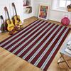 Modern Light Blue Orange Striped Area Rug Non-Slip Floor Mat for Living Room Bedroom Minimalist Coastal Home Decor