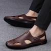 Fashion Genuine Leather Summer Sandals Men's Loafers Slip On Flats Handmade Casual Shoes for Men Moccasins Soft Man Driving Footwear New