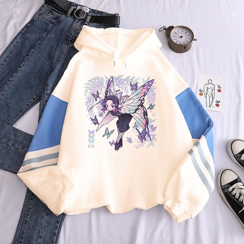

Гарячі аніме Demon Slayer Kochou Shinobu Butterfly Purple Print Hooded Чоловіки Жінки Естетичні толстовки Harajuku Unisex Sweatshirt M синій/хакі