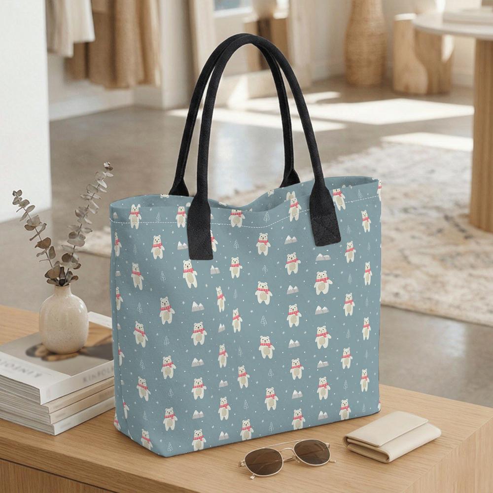 Cute Bear Pattern Tote Bag Fashion Large Capacity Casual Handbag for Daily Use