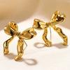 Bohemian Style Irregular Bowknot Stud Earrings Golden Plated Fashionable Women's Jewelry Accessories