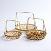 Round Handle Bamboo Woven Basket for Tea, Snacks, Pastries, and Fruits – Small Multi-Layered Design