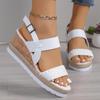 Women's Braided White Wedge Sandals Summer Heels Ankle Strap Buckle Platform Sandal Women Fashion Ladies Anti-slip Beach Shoes