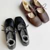 Retro Temperament Round Head with Mary Jane Shoes Pleated Flat Ballet Shoes Shallow Mouth Soft Sole Single Shoes