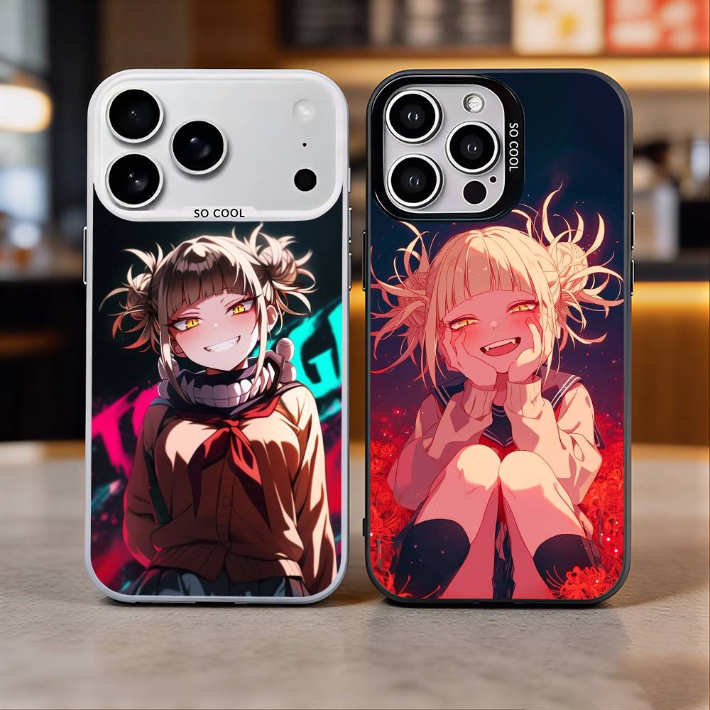Anime H-Himiko T-Toga Phone Case For iPhone 17, 16,15,14,13,12,11 Plus,Pro Max, Colorful Silver Funda Cover