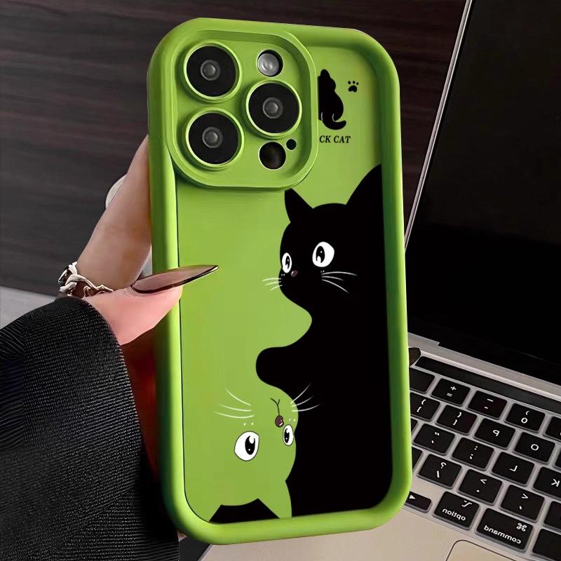 Couple personalized cat suitable for Apple 16promax mobile phone case iPhone17 cartoon 13 pro silicone soft case