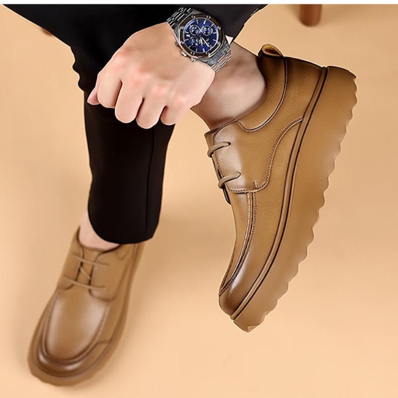 Fashion Spring Autumn Platform Leather Sneakers for Men Low Top Designer Soft-soled Retro Men's Shoes Fashion Casual Driving Shoes Male