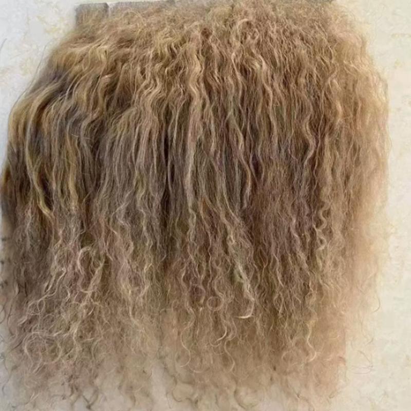 Mongolei Fell Schaffell Wolle Extensions Haarsträhne Lockige Textur Lockige Haarverlängerungen Strapazierfähig Lammfell Fell Puppe Spielzeug Zubehör