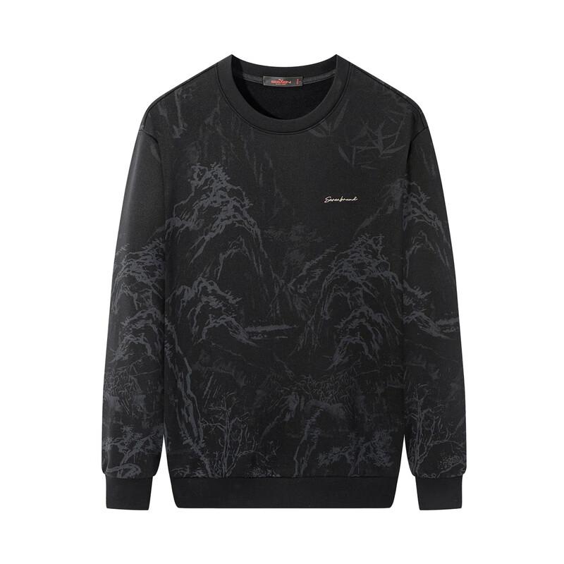 SEVEN Men's National Style Mountain Print Brushed Sweatshirt