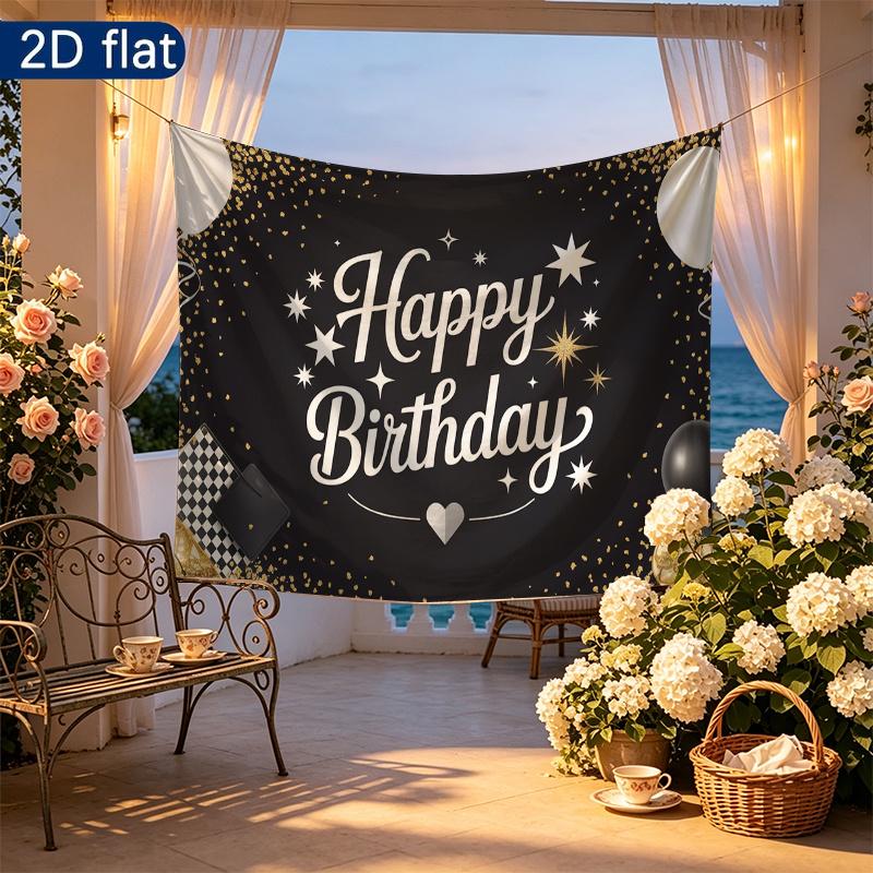 Party Backdrop Happy Birthday Birthday Stars Balloon Black Photo Booth Background Front Door Decor
