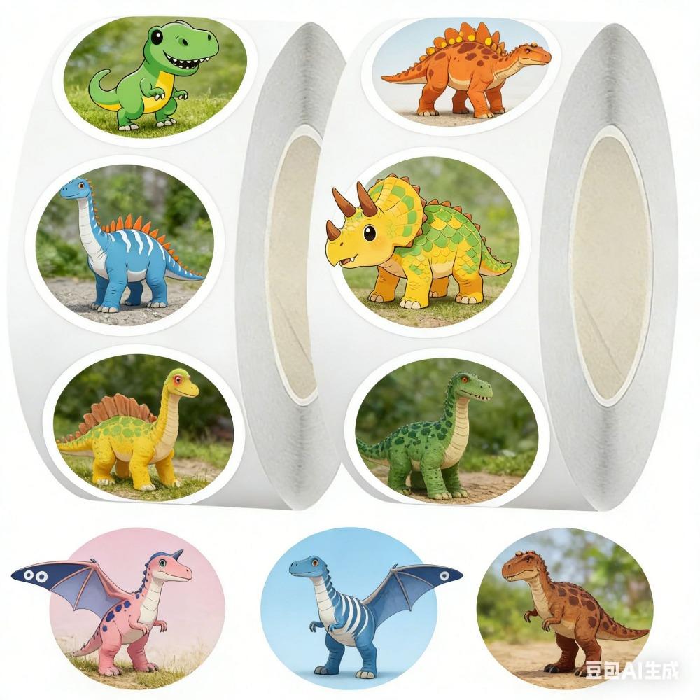 500 sheets/roll Cartoon dinosaur roll sticker Tape Envelope decorative sealing sticker Dinosaur sticker