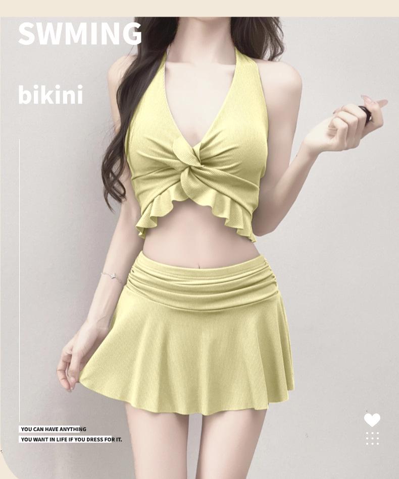 French Spicy Women's Vacation-Style Long Sleeve Bikini & Cover-Up Set