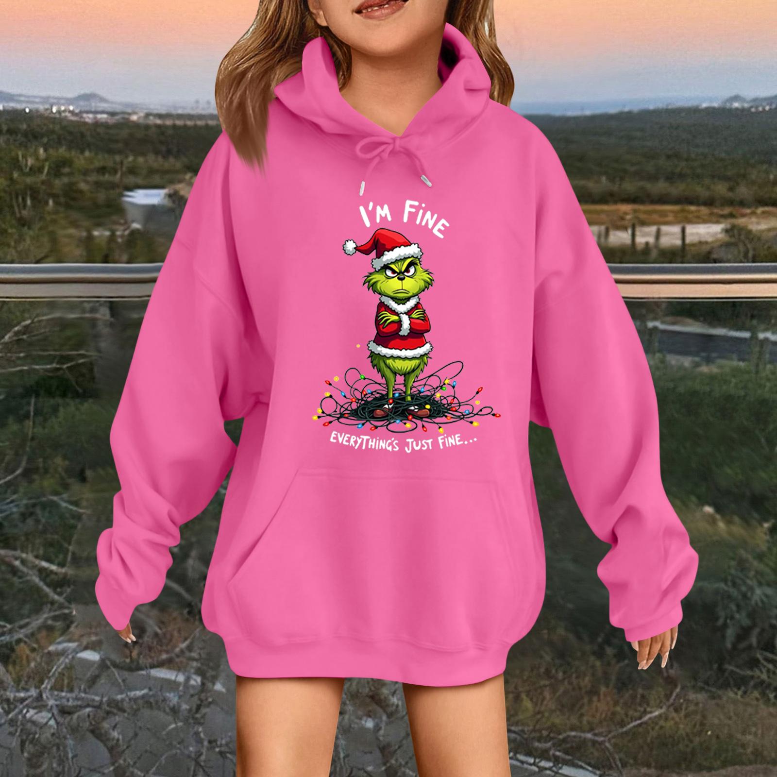 

Детская модная повседневная толстовка с капюшоном свободного кроя с длинными рукавами и рождественским принтом 160