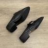 Fashion British Buckle Strap Mules Shoes Ladies Med-High Heels Slippers Slip On Derby Sliders Femmes Pantuflas PU Leather Loafers Woman