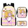 Lankybox Cartoon Pattern Backpack Shoulder Bag Pencil Case Three Piece Set