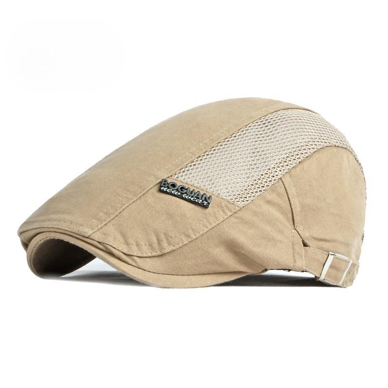 Cotton Breathable Mesh Flat Cap Men Women Spring Summer Thin Ivy Cap Korean Retro Cabbie Hat Adjustable Gatsby Duckbill Cap