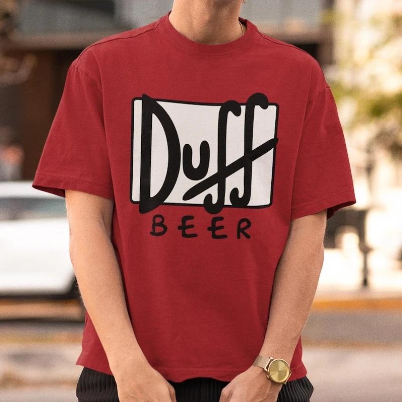 Duff Pivo Unisex Tričko Dárek pro fanouška Moe's Bar Pití Homer Simpson Duffman Oblečení Vtipné TV Show Tričko Vintage Kreslené Zboží bavlna