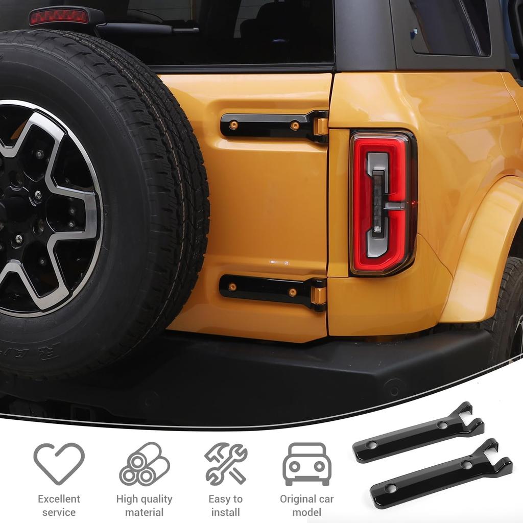 For Bronco Tailgate Hinge Cover Trim Black for Ford Bronco 2021 2022 2023 Black Exterior Accessories 2pcs