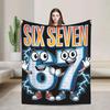 Brainrot Italian Meme Funny  Six Seven Flannel Throw Blanket Soft Autumn Bedspread for Boys Girls Outdoor Indoor Use