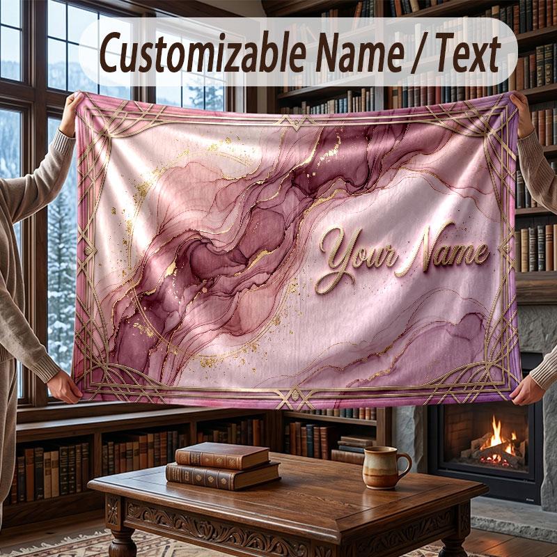 Decorative Artwork Theme Throw Blanket Custom Name Text Personalized Blanket Soft Cozy Blanket for Home Sofa Bed