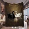 1pc Black And White Swan Lake Print Flannel Blanket, Soft And Skin-Friendly, Suitable for Blankets, Bed Covers, Game Rooms, Livi