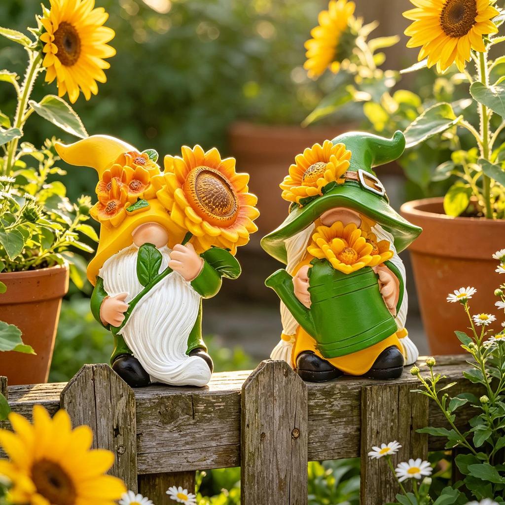 Resin Sunflower Dwarf Ornaments for Garden and Windowsill Decor