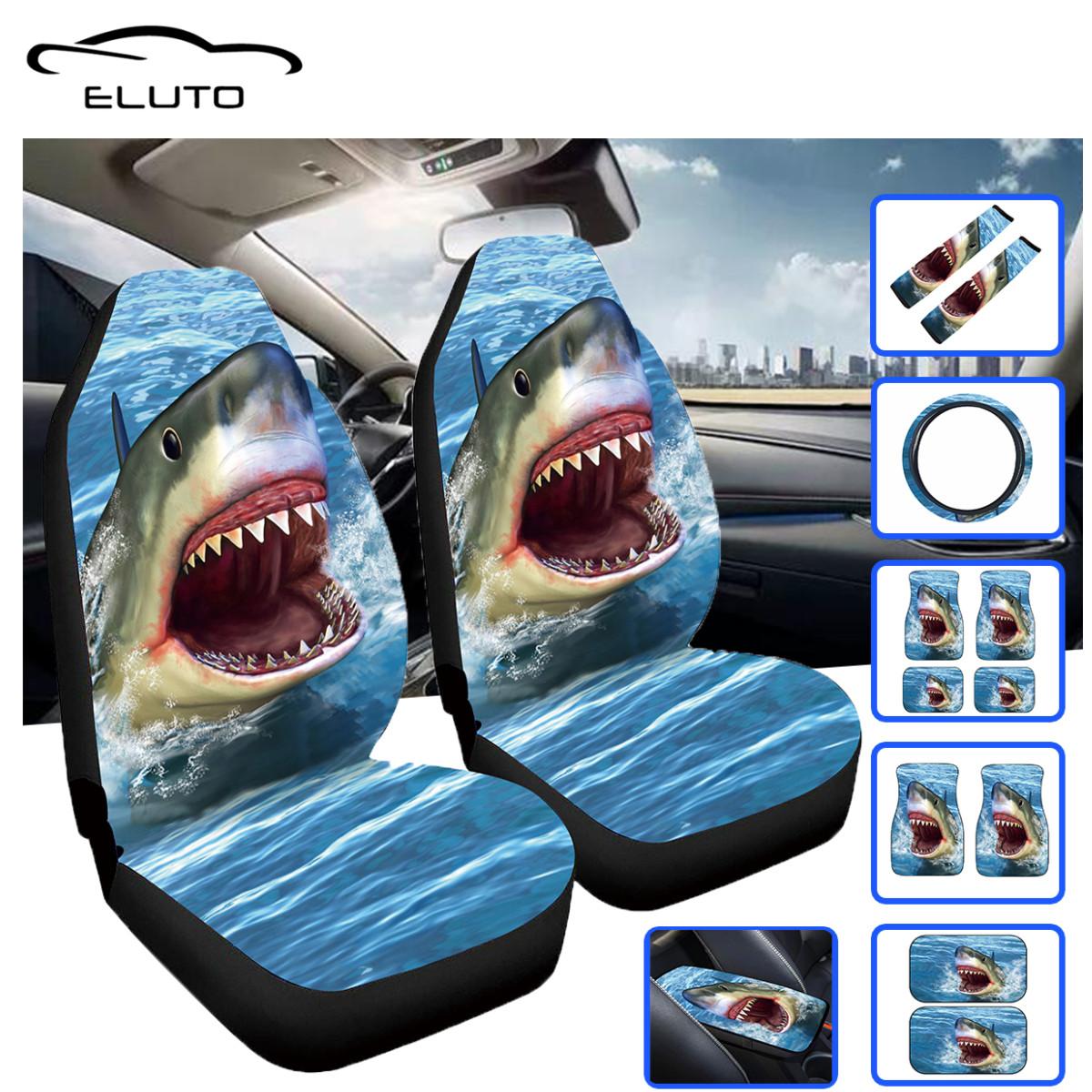 

ELUTO Акула с животным принтом передний чехол на автомобильное сиденье, универсальный чехол для подушек, защита для автодекора, подставка для ног/центральный подлокотник, чехол/рулевое колесо