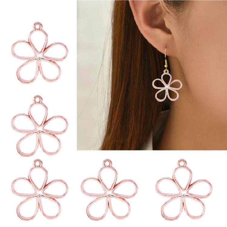 50 PCS Alloy Hollow Flower Charm Flower Pendant Hollow Flower for Jewelry Making