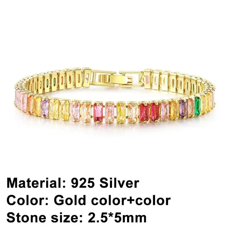 New 925 Sterling Silver Cubic Zirconia Square Rose Gold Bracelet Luxury Fashion Lady Exquisite Engagement Wedding Jewelry Gift