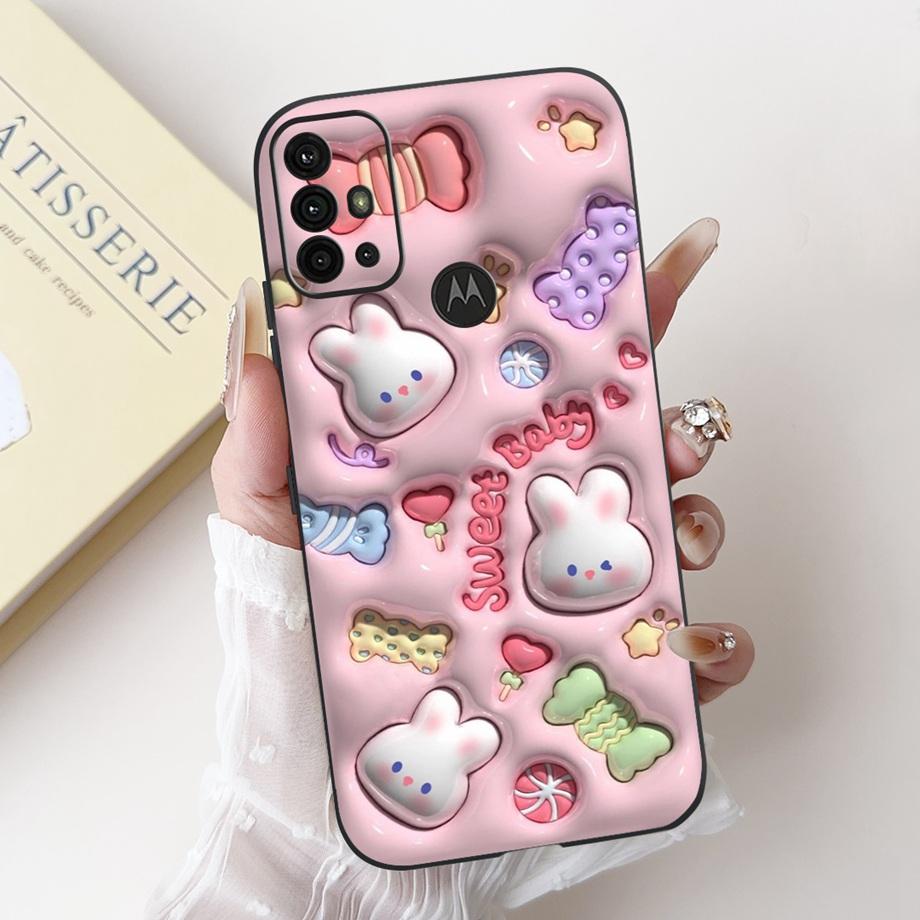 For Motorola Moto G10 G20 G30 G40 Fusion G50 G60 Phone Case Back Cover Soft Matte Silicone Slim Funda Lovely Panda Rabbit Flower