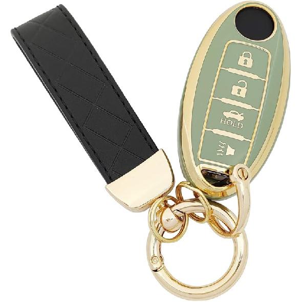 TPU Protective Key Fob Cover Case Compatible With Nissan 2007-2012 Altima 2009-2014 Maxima Murano For Infiniti FX35 FX37 FX50 G25 G35 G37 Q40 Q60