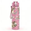 1PC Two Sloth Animal Cartoon Print 750ml Color Plastic Sports Water Bottle Leakproof Flip Straw Lid Suitable for Sports Office Home Use