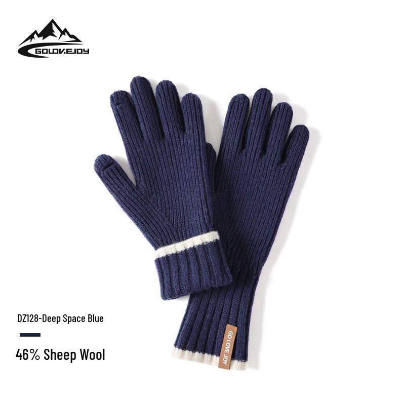 DZ149 Winter Knit Wool Gloves: Windproof Flip-Finger Touchscreen Gloves for Outdoor Cycling and Sports.