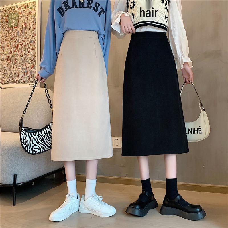 

Women s Black High-Waisted Midi Skirt - 2024 Summer French A-Line Slimming Style XXL