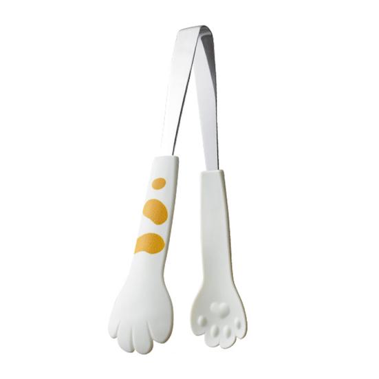 3Pcs/set Kitchen Tongs Stainless Steel Cartoon Cat Paw Shape Bread Tongs Heat-Resistant Non-Slip Handle Pliers Cooking Tools