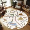 Round Farm Road Area Rug for Kids Car Track Print Soft Comfortable Non Slip Washable Play Mat Crawling Mat for Bedroom Playroom