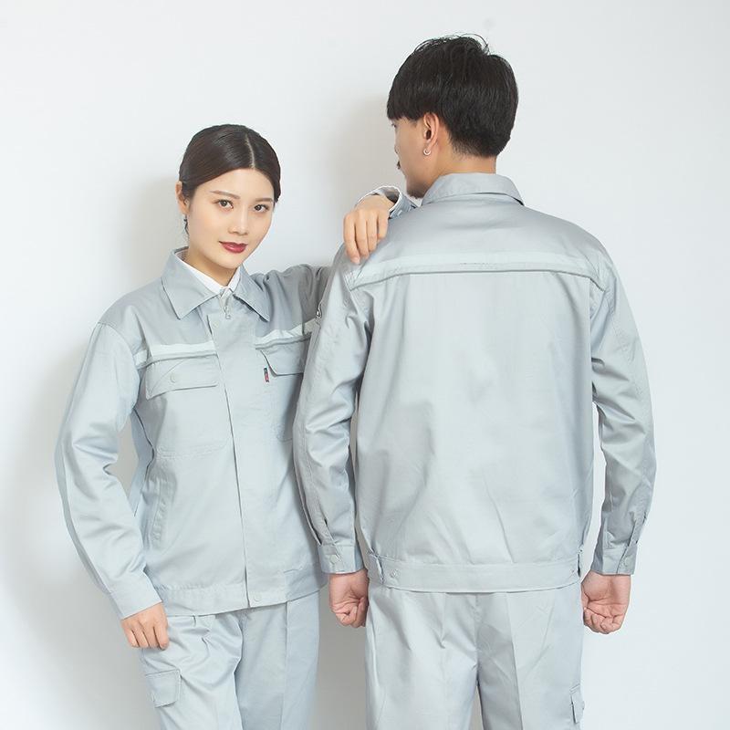 Unisexowa odzież robocza z długim rękawem, antystatyczna, z pasami odblaskowymi na wiosnę, lato, jesień – idealna dla stacji benzynowych i przemysłu petrochemicznego.