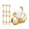 Base Fork Holder Set Elegant Multifunctional Decorative   Flatware with 6 Forks for Fruit Salads Coffee Desserts