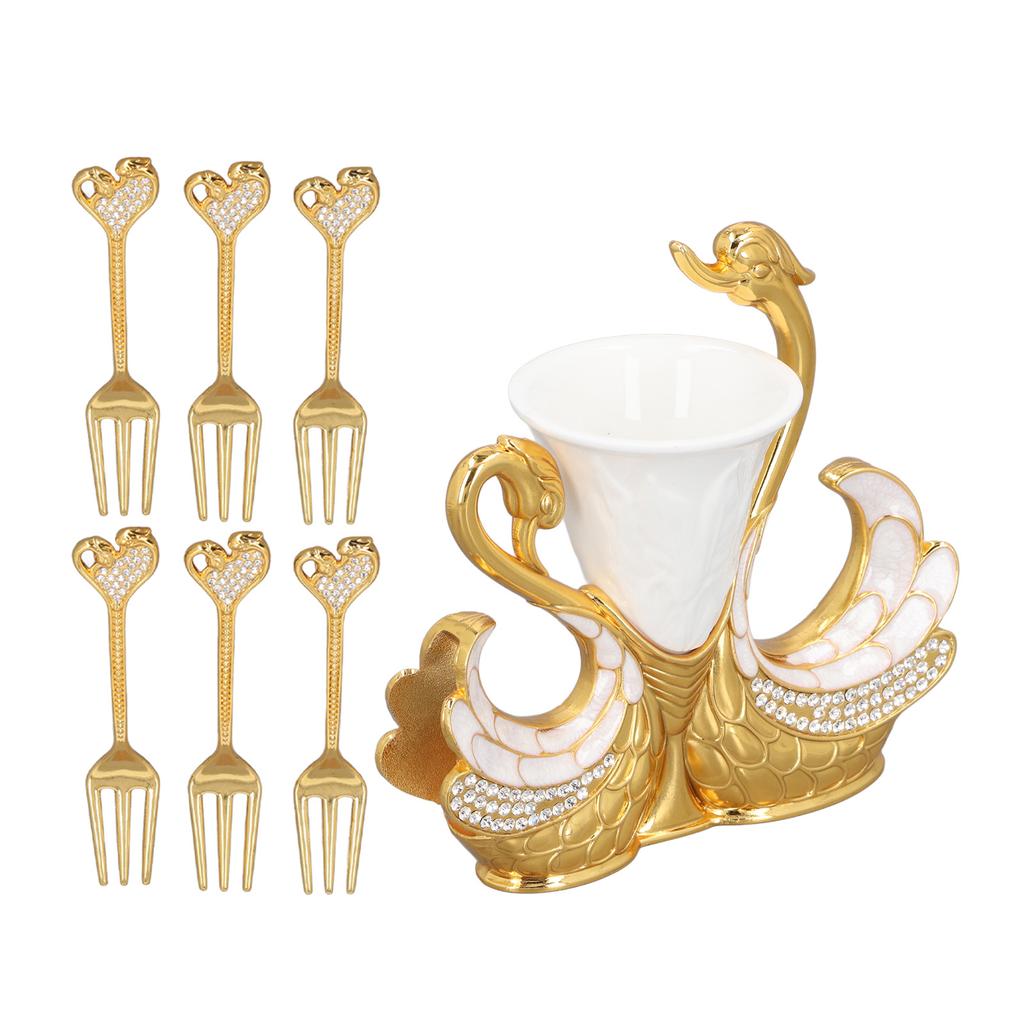 Base Fork Holder Set Elegant Multifunctional Decorative   Flatware with 6 Forks for Fruit Salads Coffee Desserts