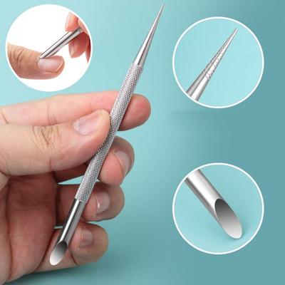 Edelstahl Nagelpunktierstift Doppelseitiger Maniküre-Stift Neuer Nagelhautschieber Nagel